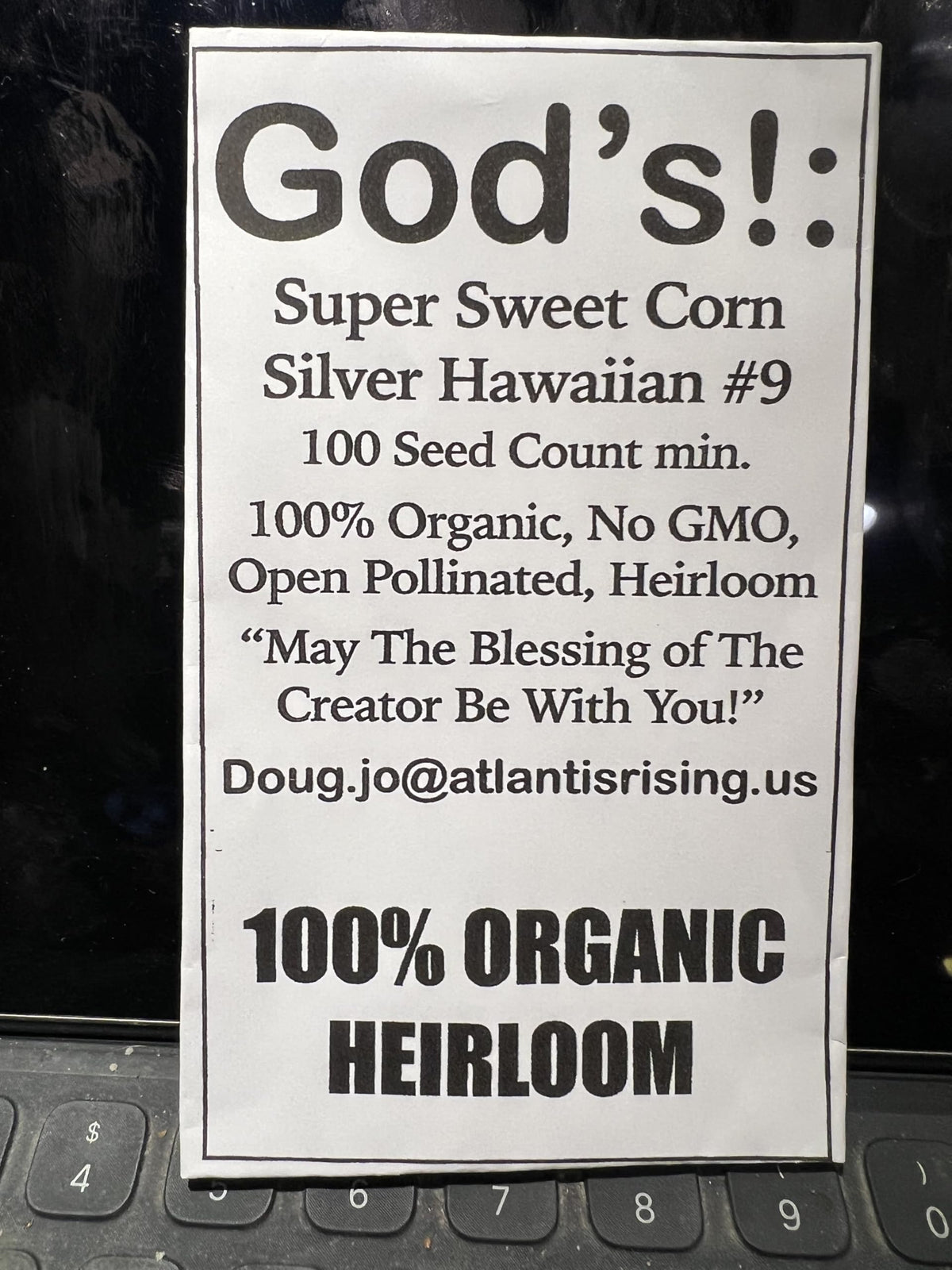 God's! Silver Hawaiian9 seed pack for organic home gardening and heirloom flavor