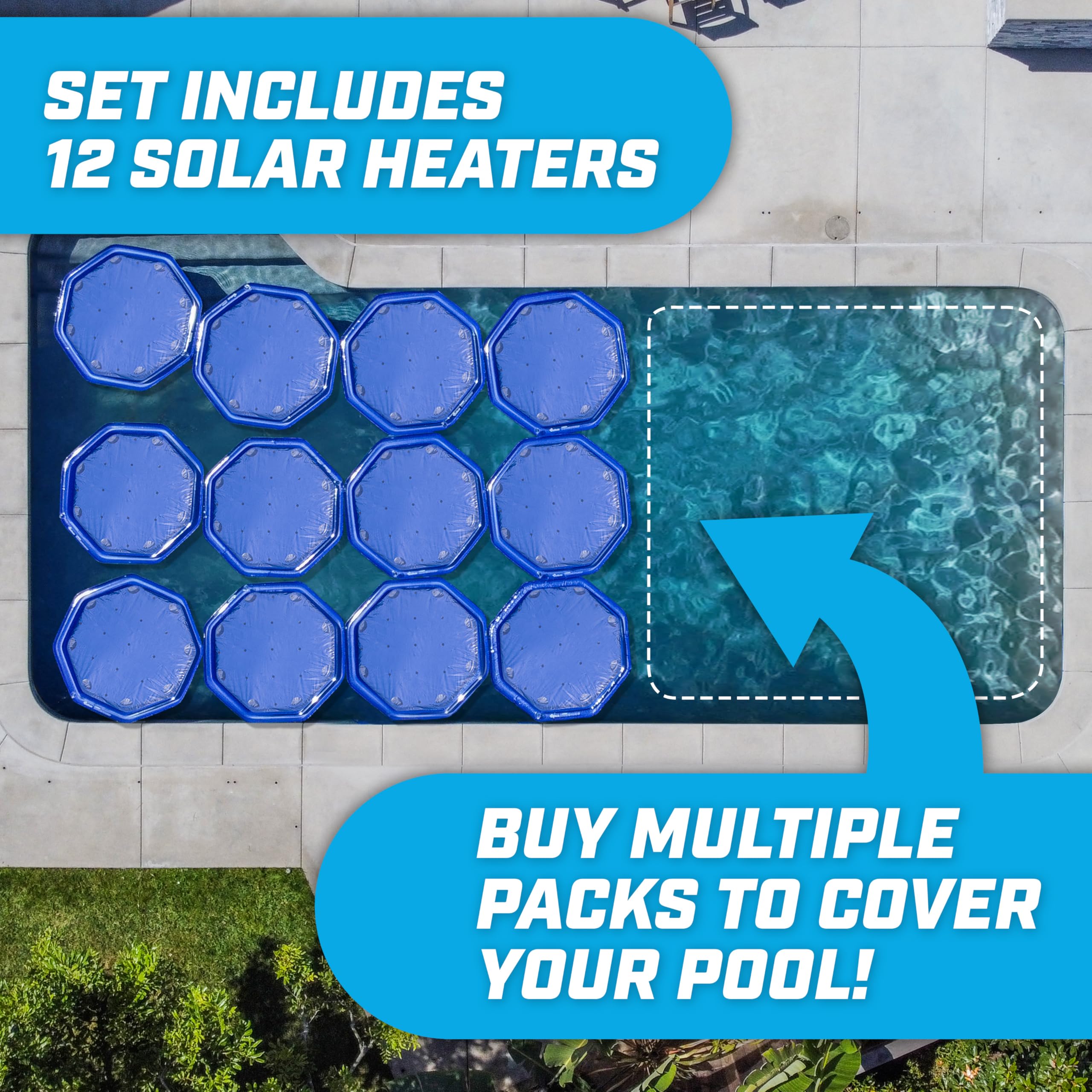 GoFloats V2 inflatable solar heater on water accelerates warm swims