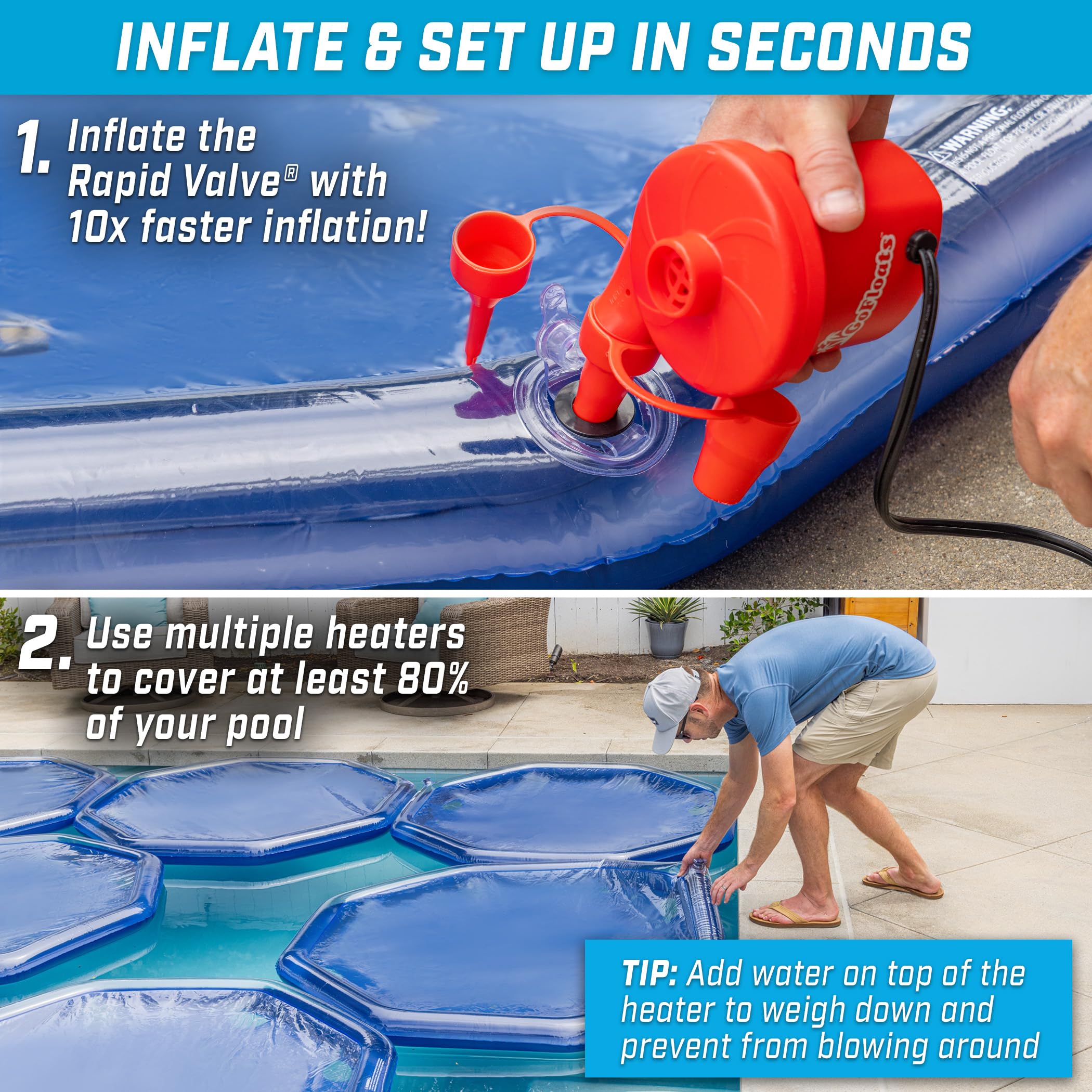 GoFloats V2 three-pack shown together ready to extend swimming season.