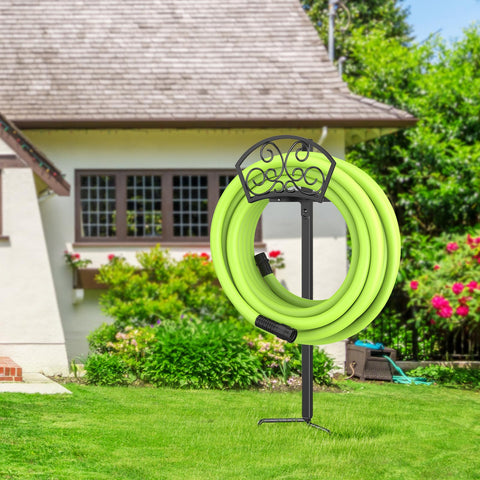 GOFORWILD decorative rack complements outdoor decor while organizing hoses.