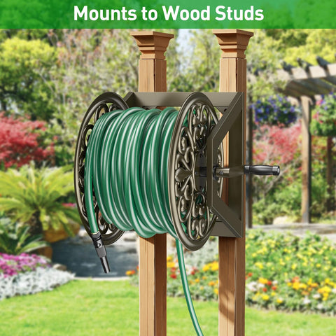 GOFORWILD garden hose reel floor mount with non-skid boots for stability