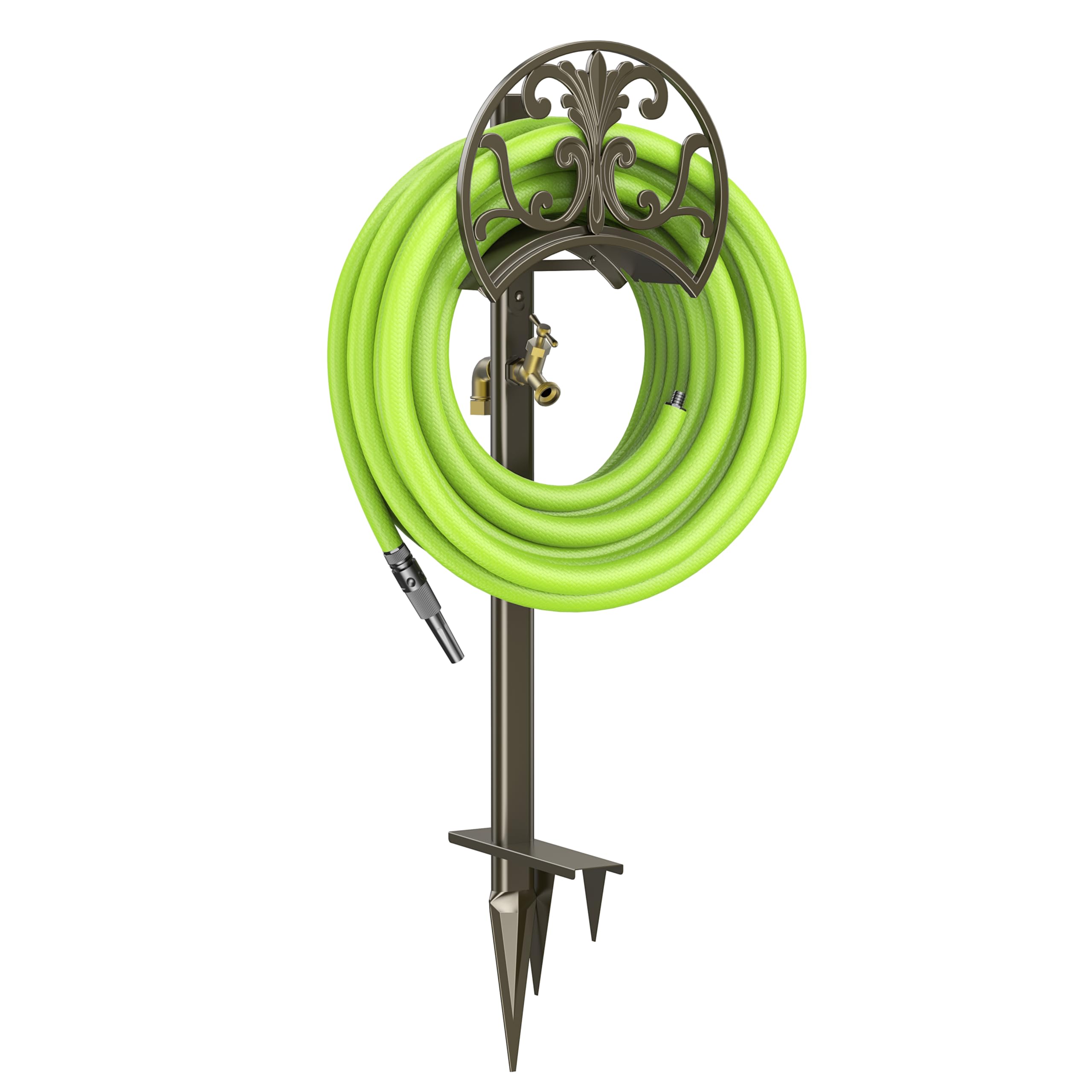 GOFORWILD garden hose stand with brass faucet showing direct water access for outdoor chores
