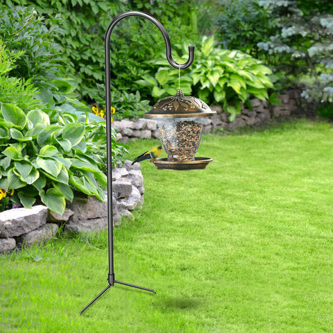 GOFORWILD shepherd hook hanging flower pot demonstrates versatile outdoor display.