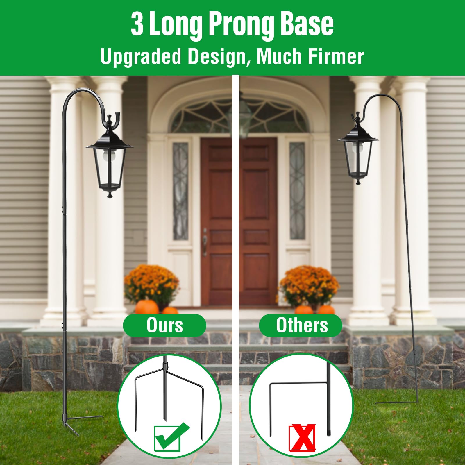 GOFORWILD shepherd hook-lantern-and-lights supports decorative lighting on patios.