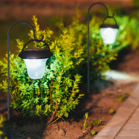 GOFORWILD shepherd hook-solar-light-hanging provides solar-powered accents without wires.