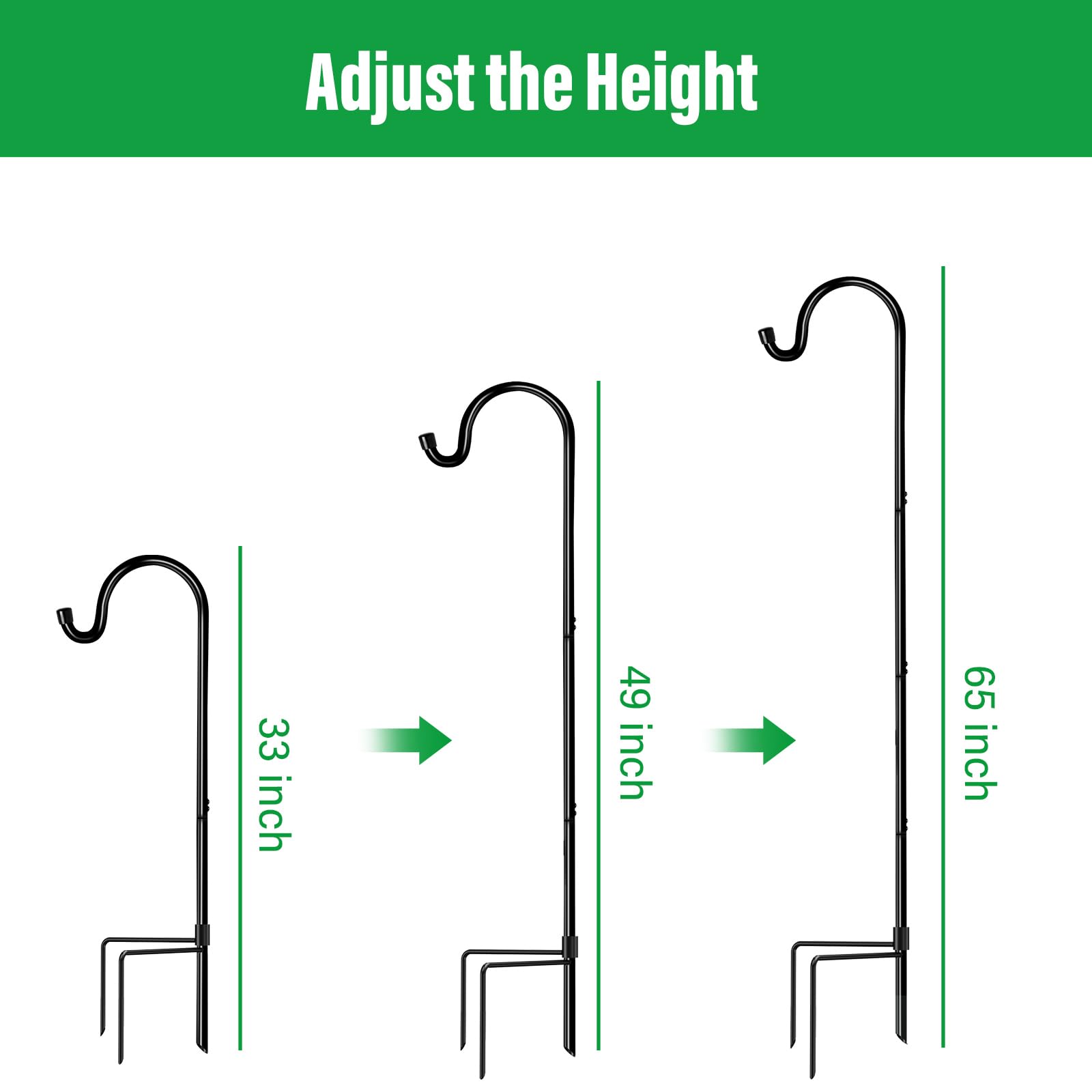 Goforwild Shepherd’s Hooks 4-Pack, rust-resistant steel for long-lasting outdoor use.