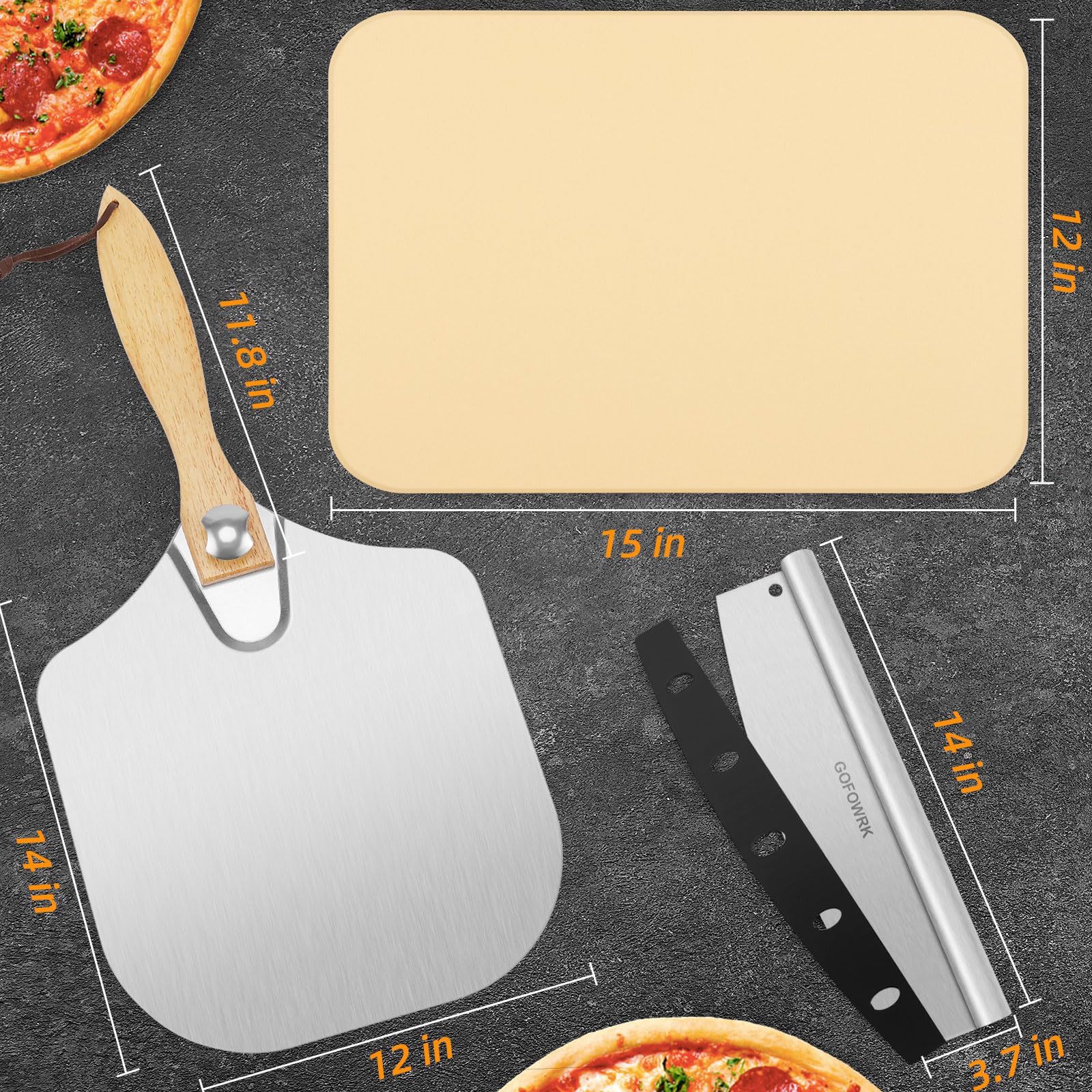 GOFOWRK pizza peel for safe, easy transfer from oven to table.