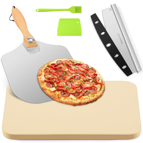 GOFOWRK pizza stone set 15x12 inches for even heat and crispy crusts.