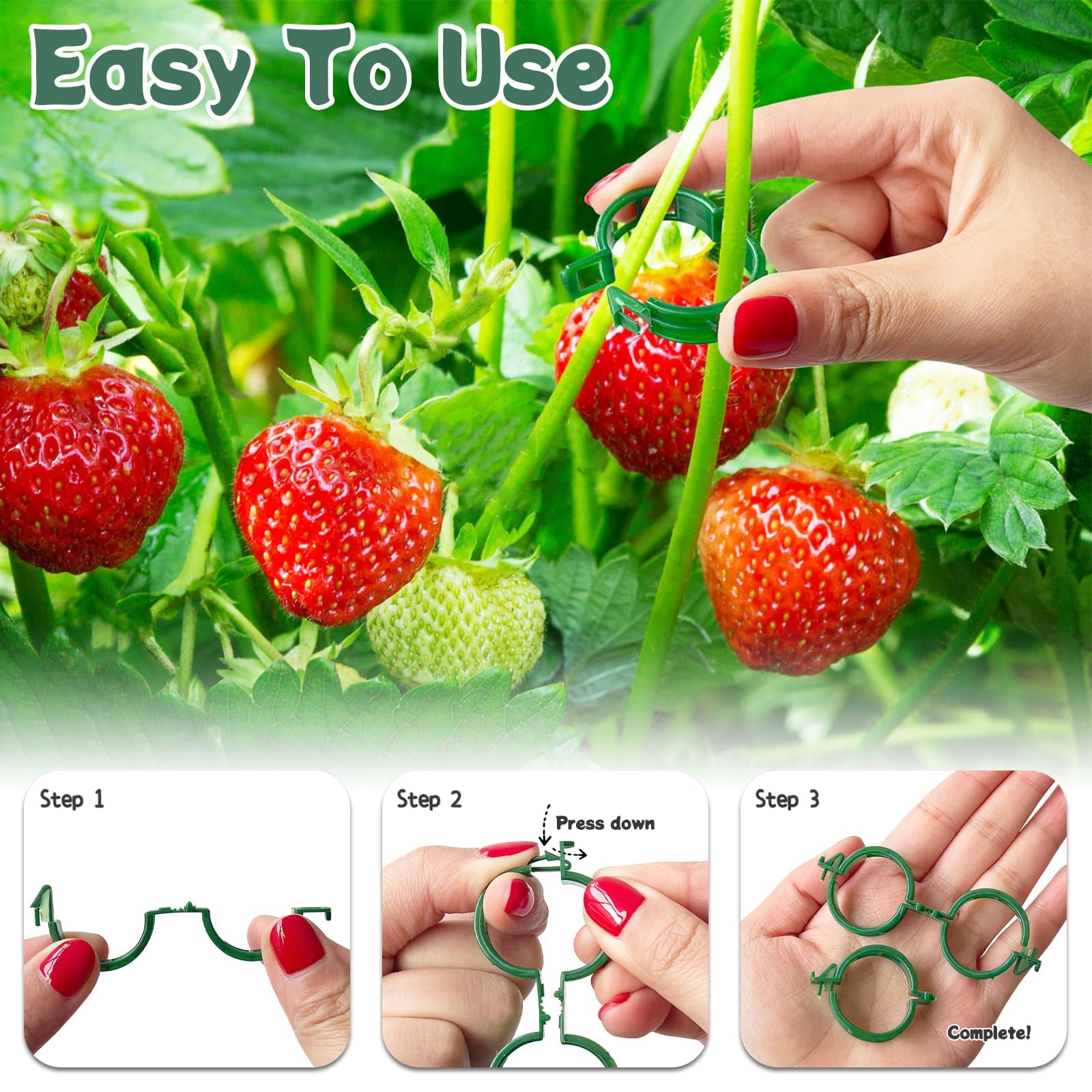 GOFULLHOME stem-fix clip stabilizing plant stems to prevent breakage.