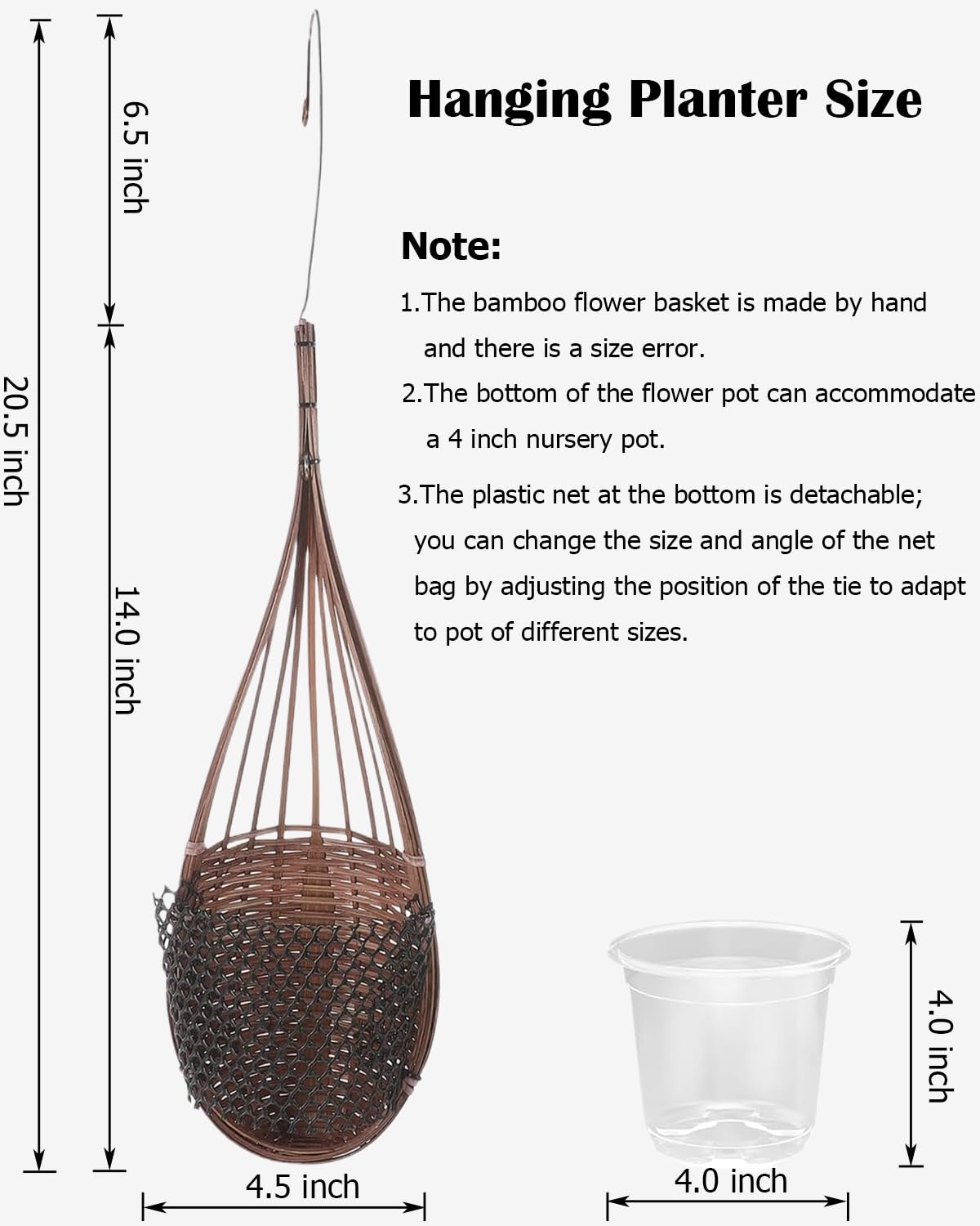 Gogeffor bamboo planter bottom mesh provides drainage and stability for plants.