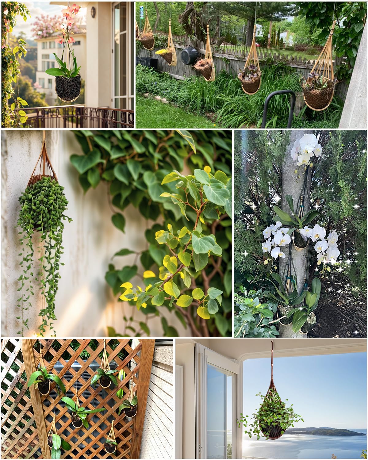 Gogeffor three-pack bamboo planters arrive ready for wall hanging.