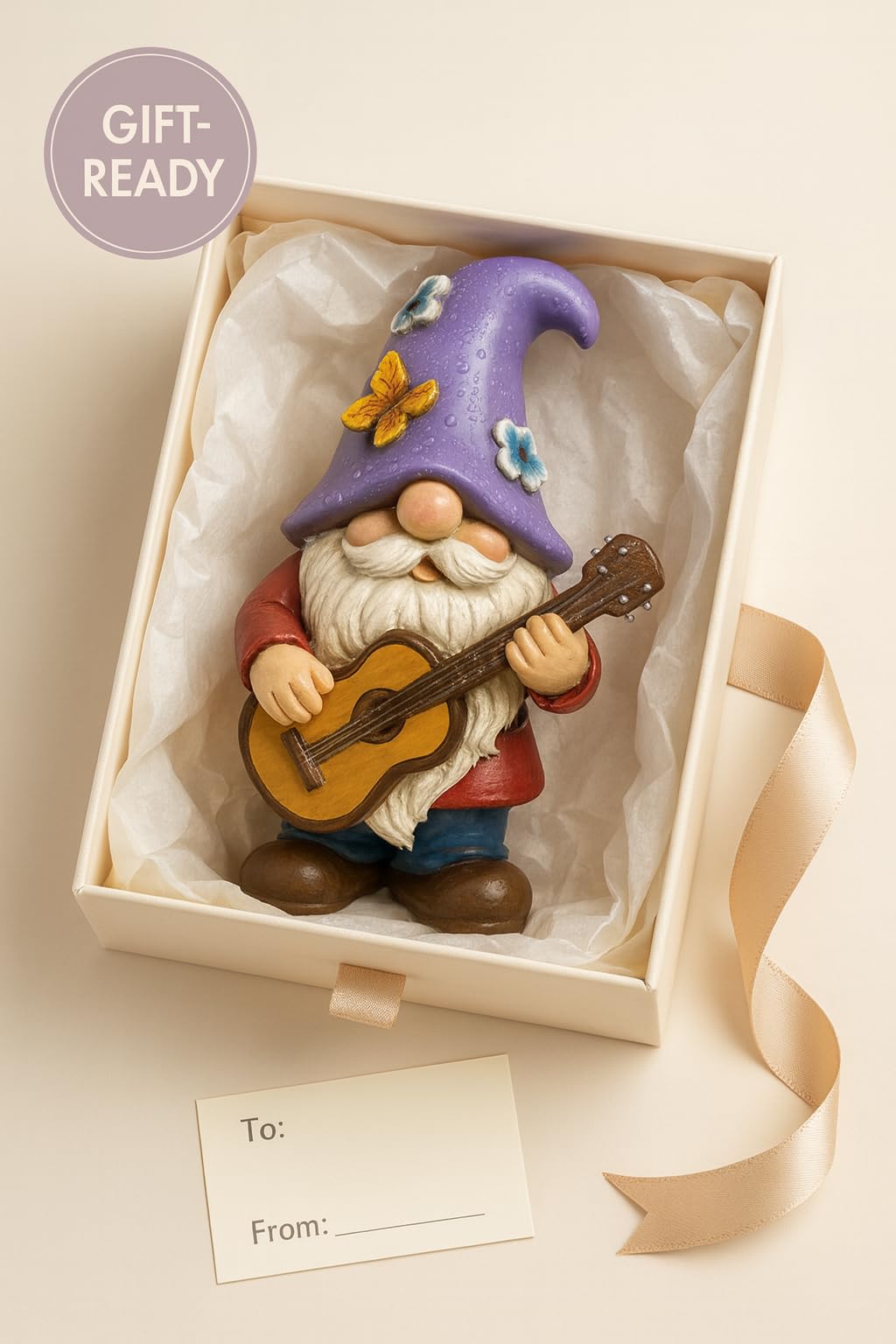 GoGnome stands 6.2 inches tall for compact shelf or desk placement.