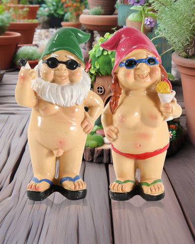 GoGnome green-hat pipe gnome brightens outdoor spaces.