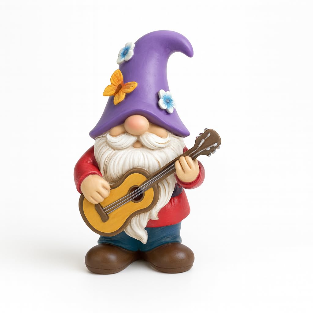 GoGnome musical gnome with guitar brightens shelves and desks with cheerful charm.
