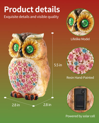 GoGnome owl is crafted from durable resin to withstand weather and outdoor use.