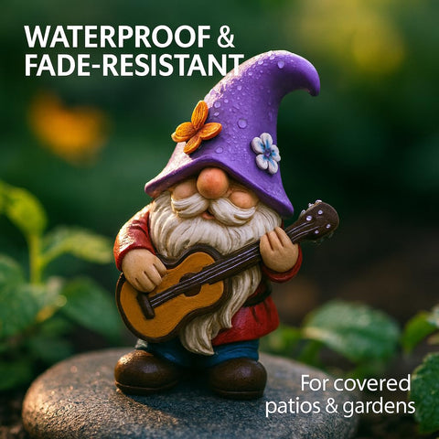 GoGnome purple hat with 3D flowers and butterfly adds springtime whimsy to any space.