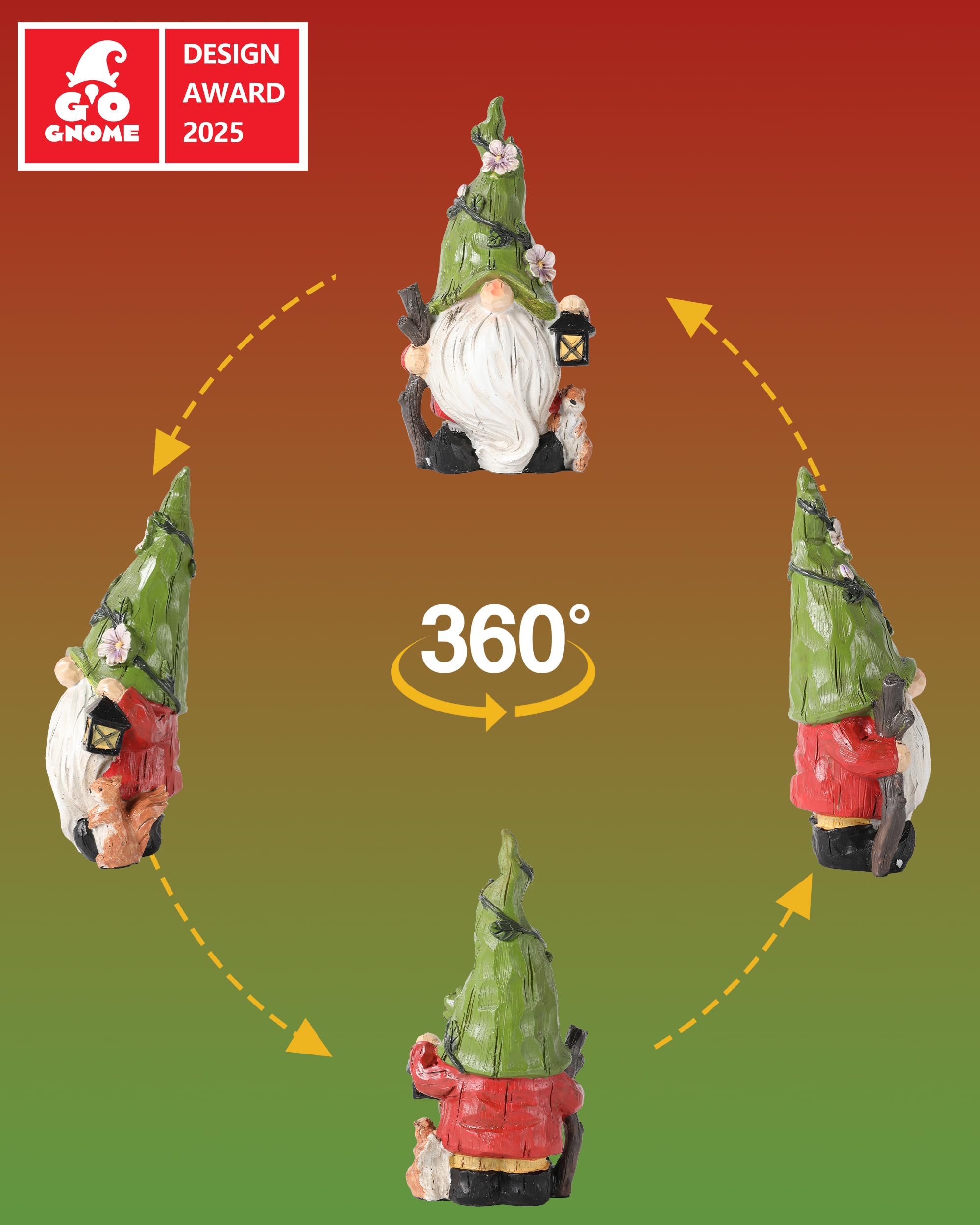 GoGnome whimsical garden decor gnome provides a playful focal point.