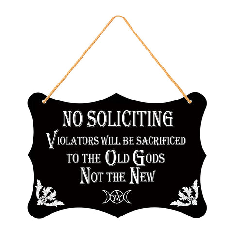 GOGOBAY No Soliciting Sign front door with dark humor message for privacy