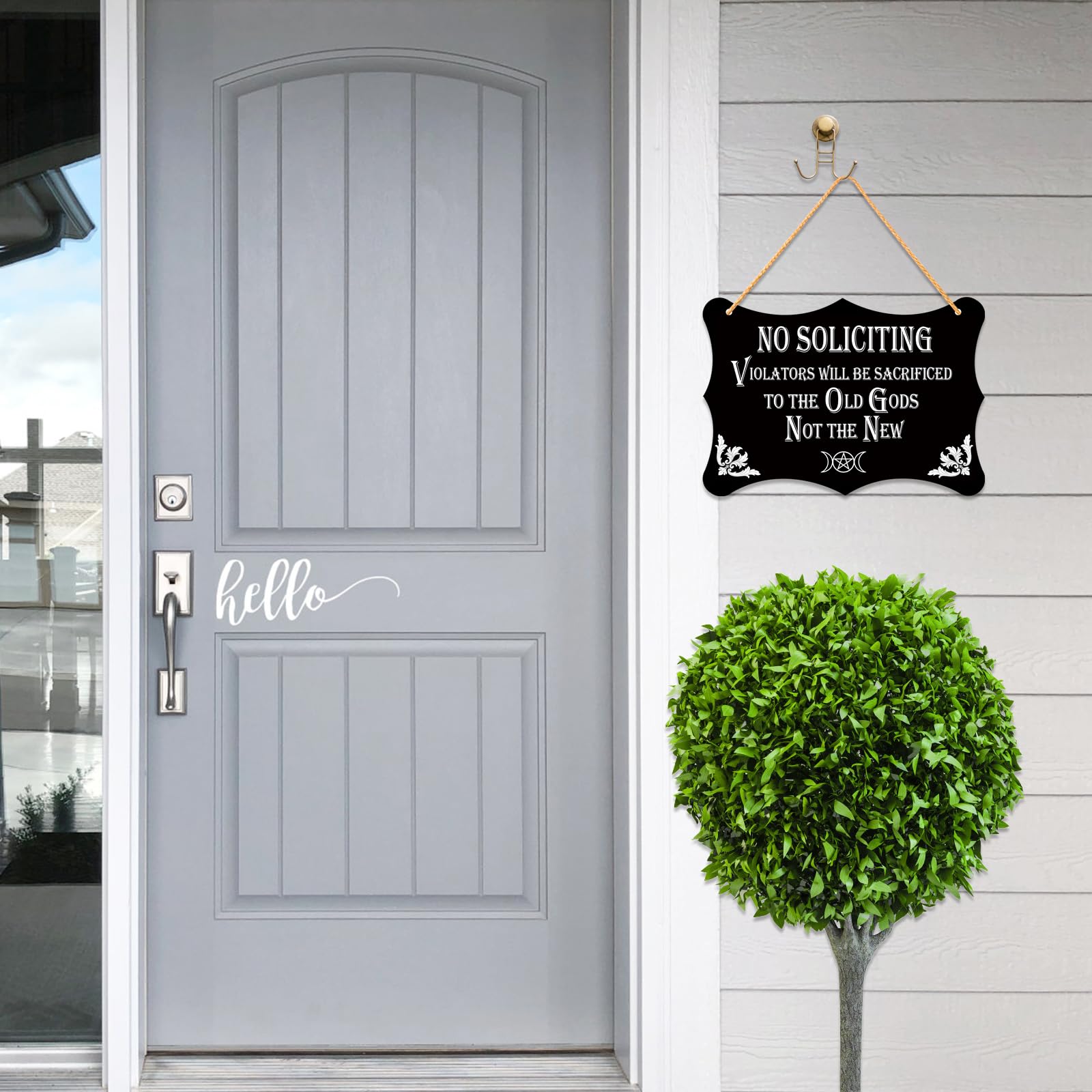 GOGOBAY Wooden sign with hemp rope highlights eco-friendly porch décor
