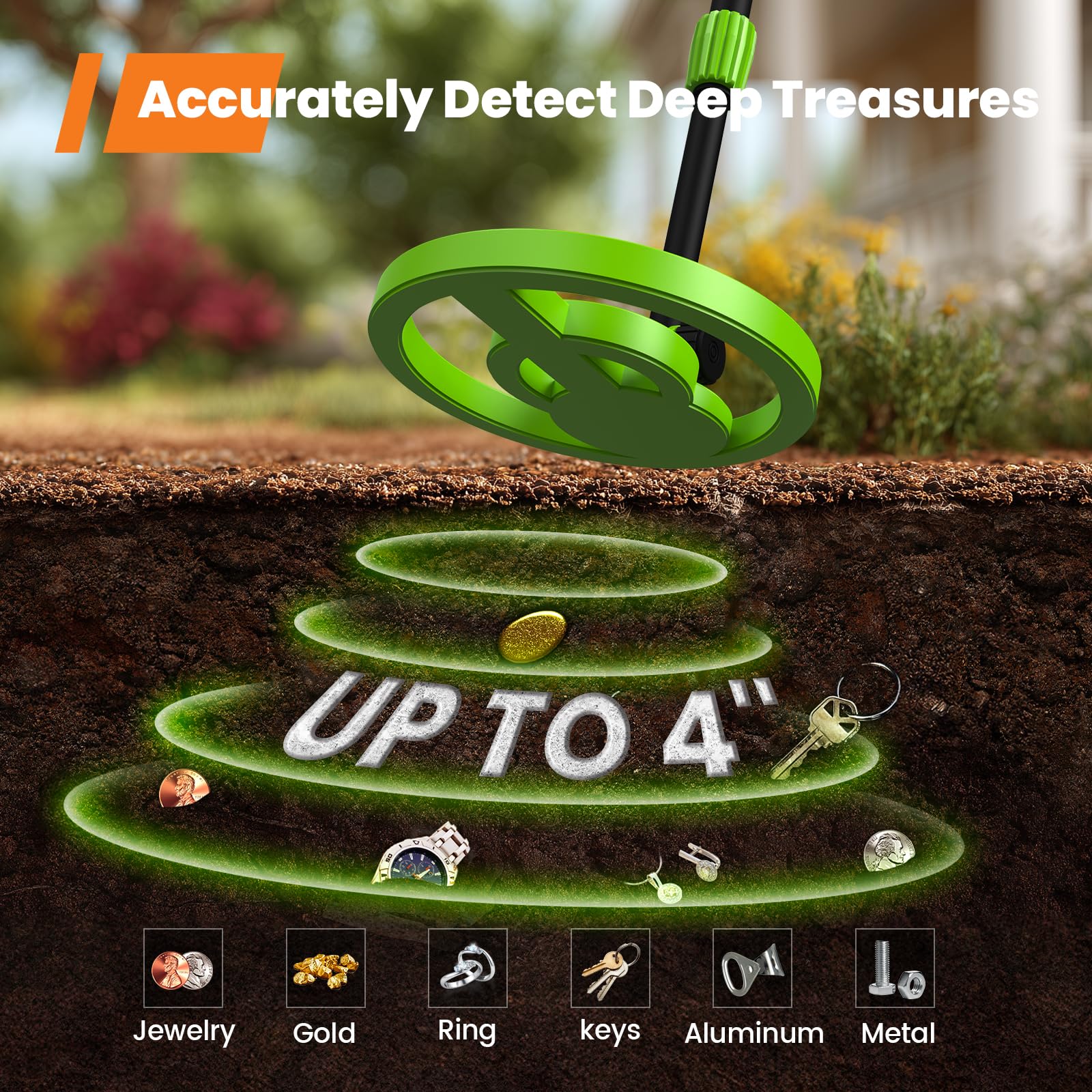 GoGonova metal detector LED display showing progress during treasure hunts.