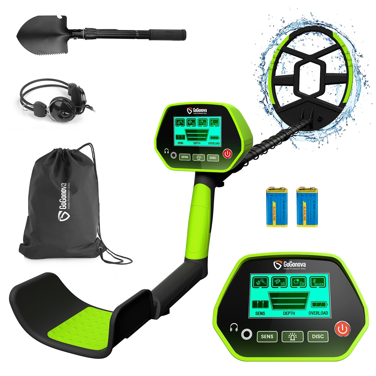 GoGonova metal detector front view ideal for family treasure hunts