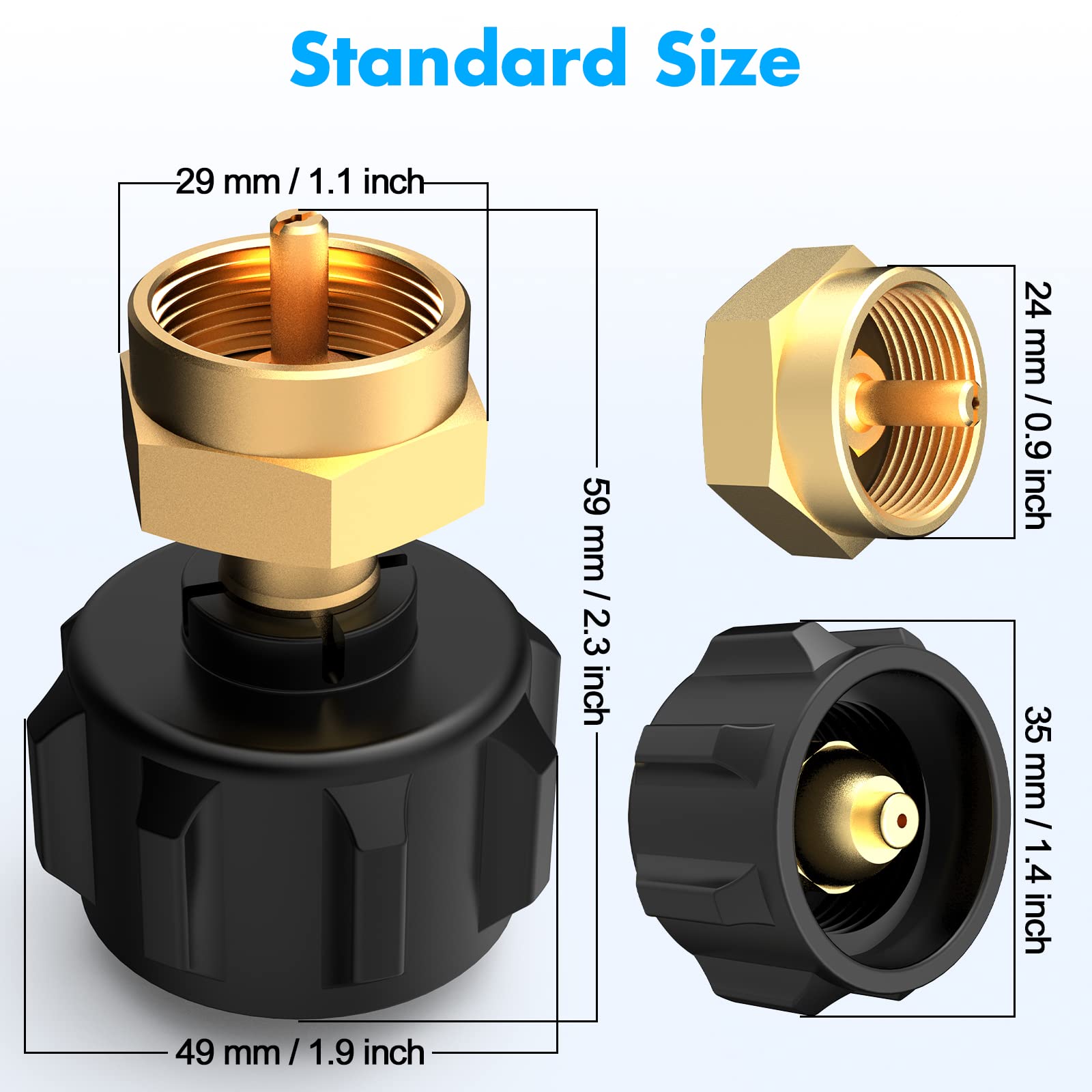 Gogoonike fits QCC1/Type1 tanks and disposable 1 lb cylinders.