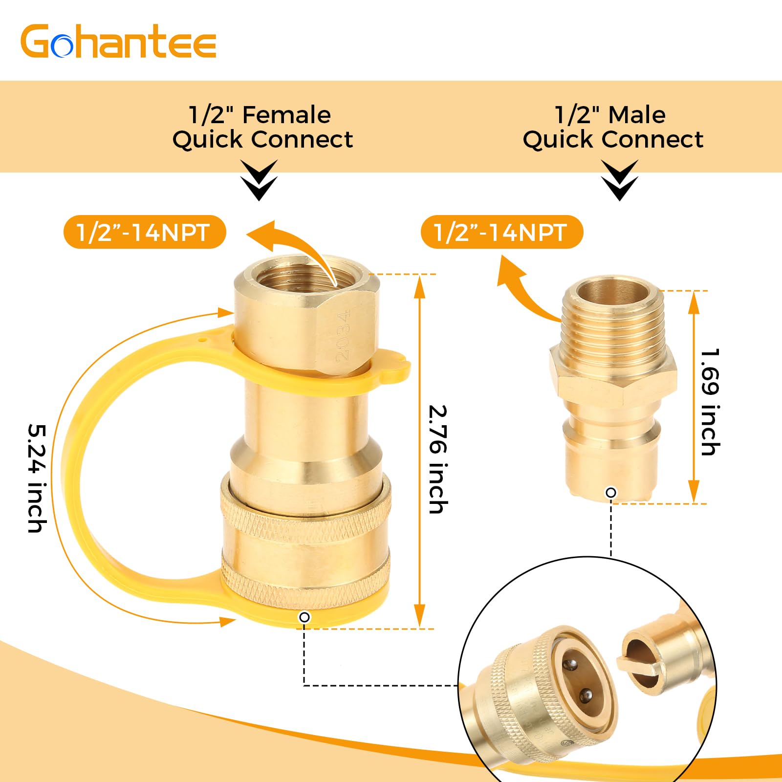 Gohantee male insert plug quick connect for tool-free installation.
