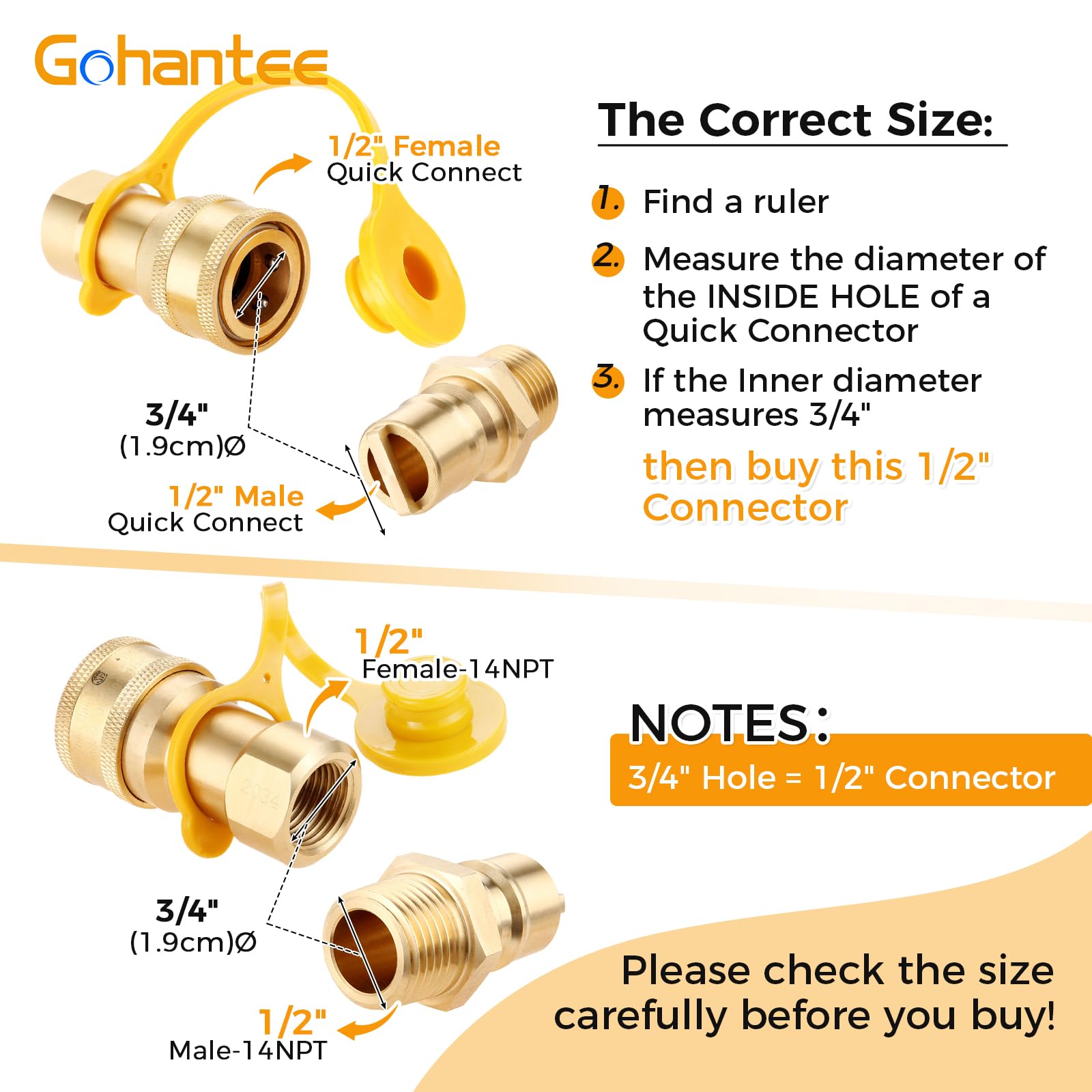 Gohantee NPT thread connection for standard pipe compatibility.