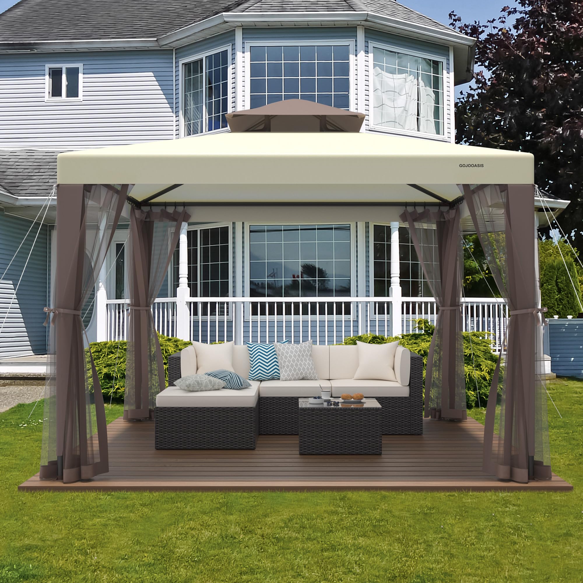 GOJOOASIS drainage holes help water escape quickly during rain showers.