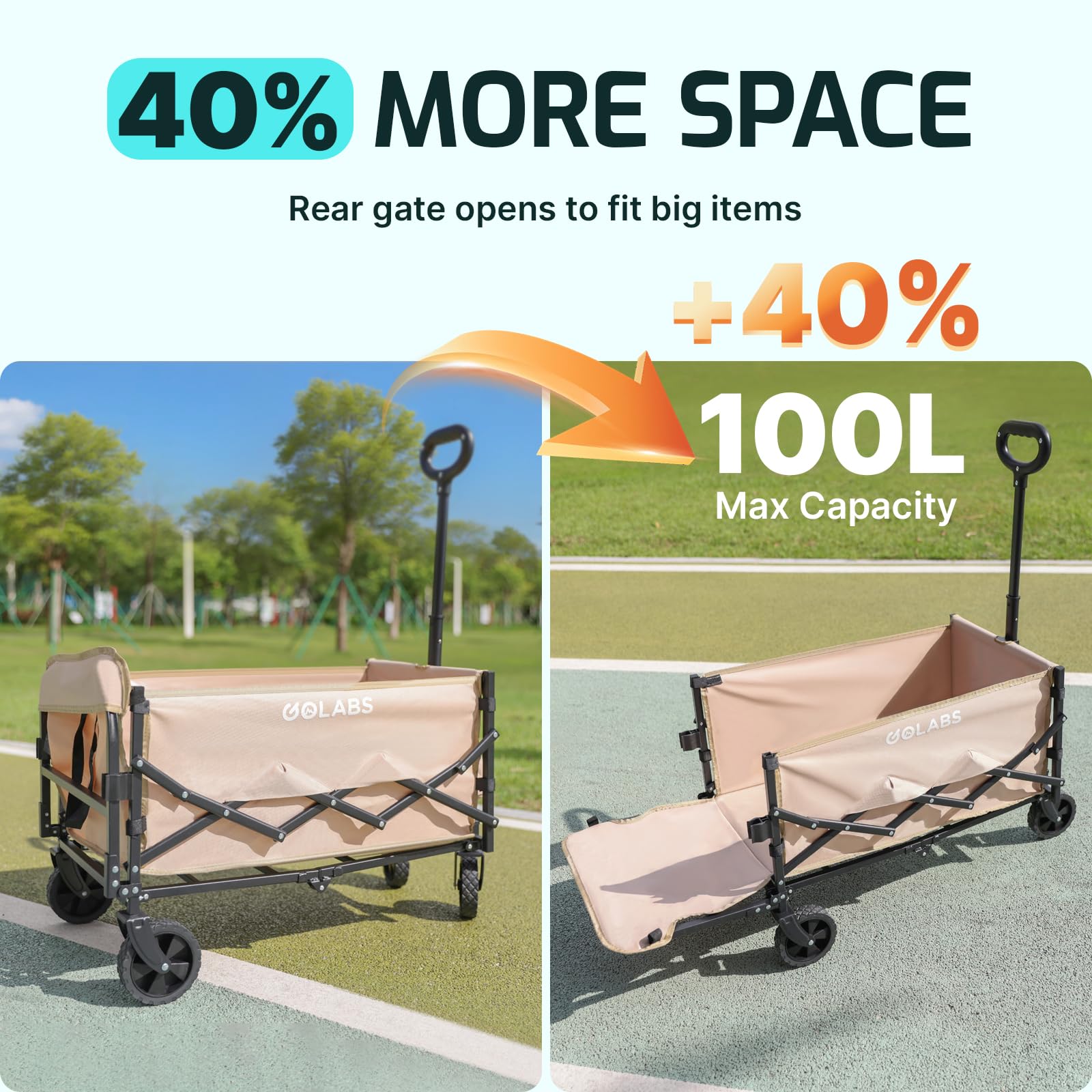 GOLABS collapsible wagon extendable handle for easy maneuvering