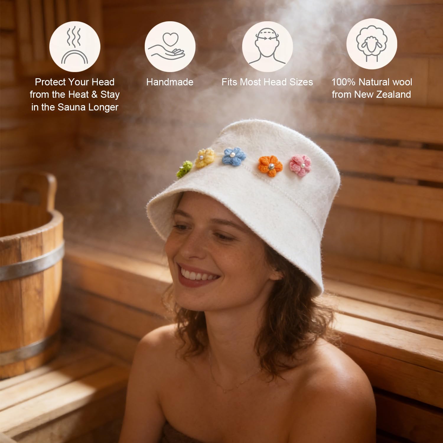 GoldCamp sauna hat hair protection keeps hair moisturized during steam sessions.