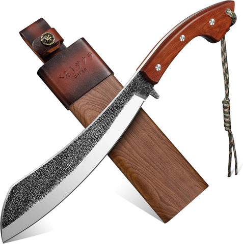 Golden Bird Parang Machete knife with 9.5-inch blade for powerful bushcraft cuts.