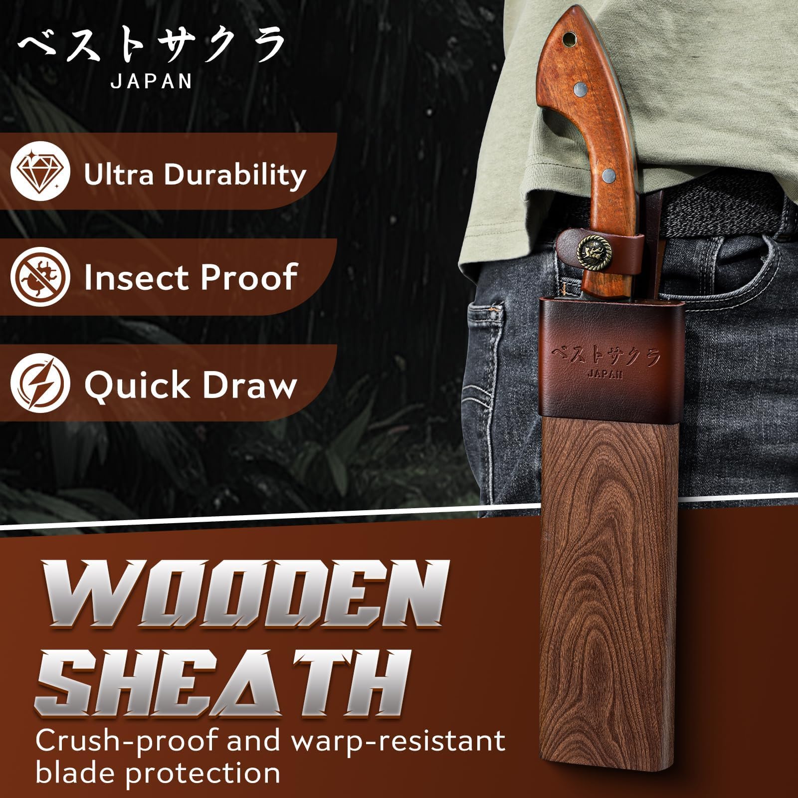 Golden Bird Parang Machete knife all-terrain performance from jungle to yard work.