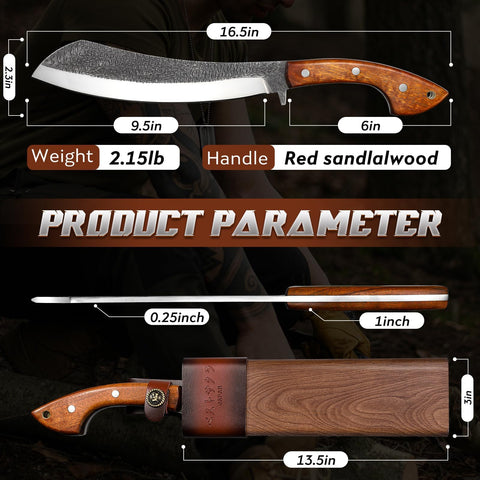 Golden Bird Parang Machete knife full-tang construction for exceptional strength in demanding tasks.