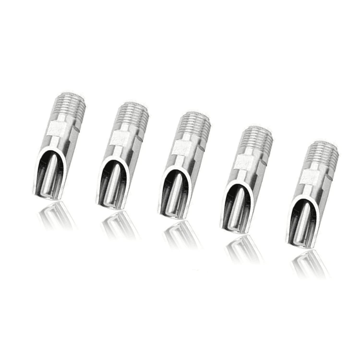 Golden Pearl pig nipple drinker close-up with silver finish for livestock hydration.