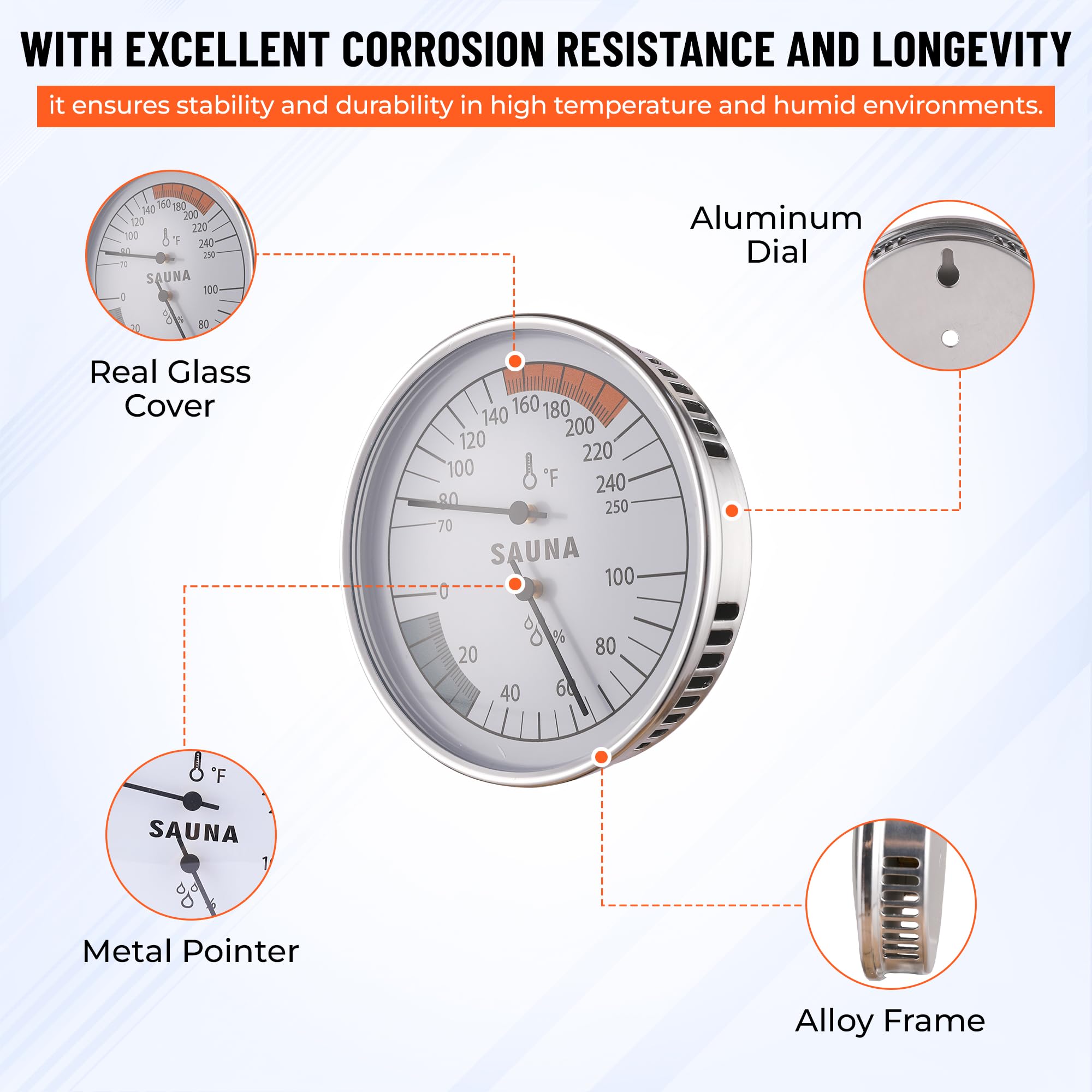Golden Wave tempered glass face remains readable despite heat and moisture.