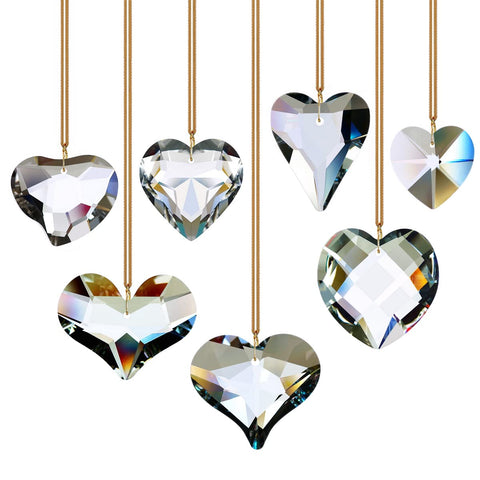 GOLDENHAITAI heart crystal suncatcher 28mm brightens windows with shifting rainbows
