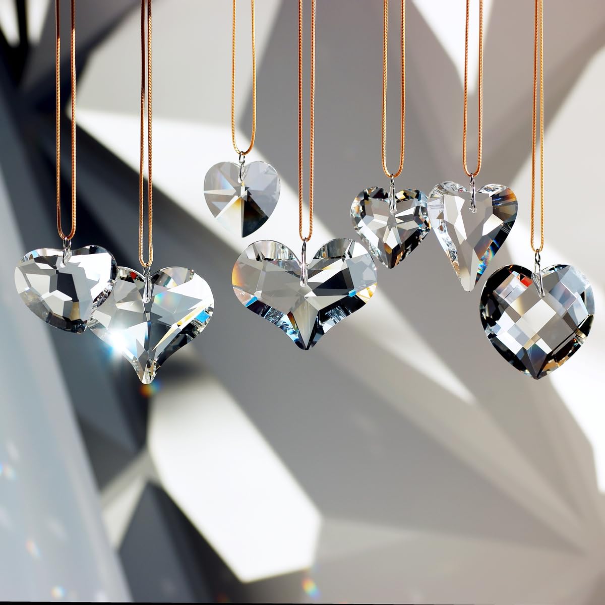 GOLDENHAITAI heart crystal suncatcher 36mm sparkling walls with radiant rainbow light