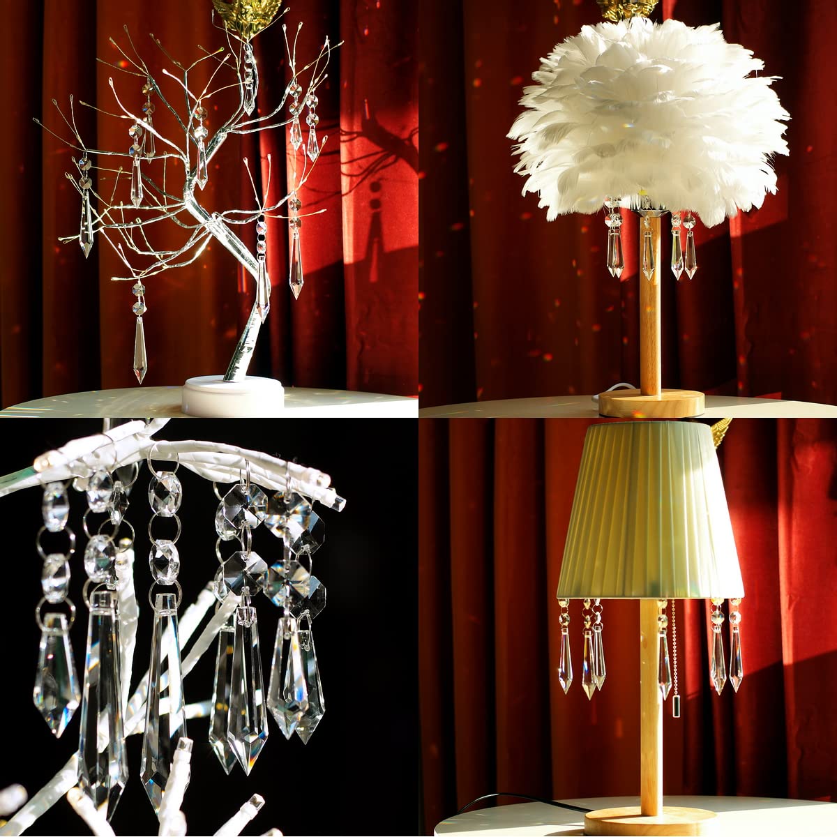 GOLDENHAITAI lamp crystal pendant adds sparkle to lamps