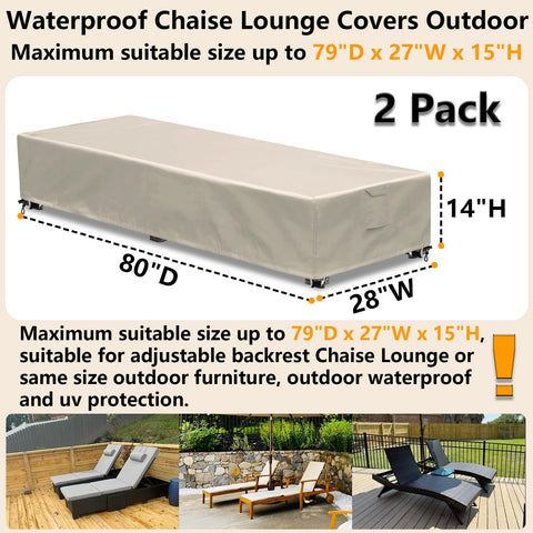GoldenRaindrop chaise cover waterproof fabric highlights all-weather protection.