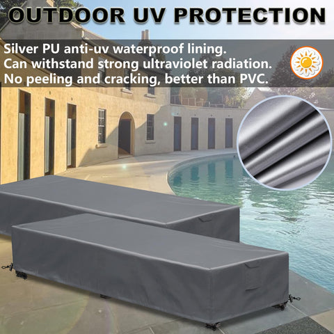 GoldenRaindrop lounge chair cover with windproof straps keeps chairs secure outdoors.