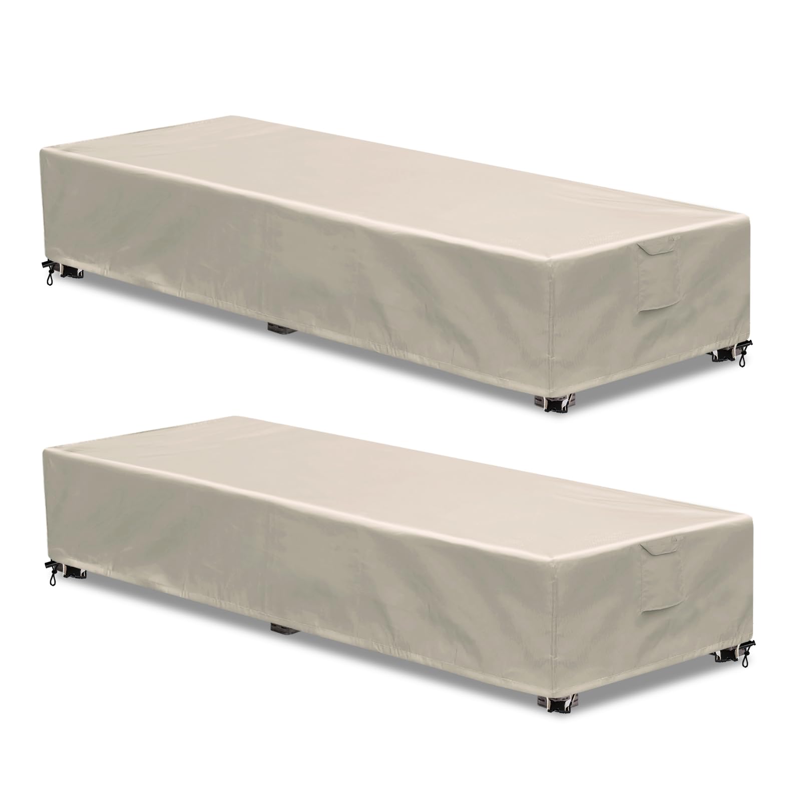 GoldenRaindrop outdoor chaise cover front view protecting patio chairs (2-pack).