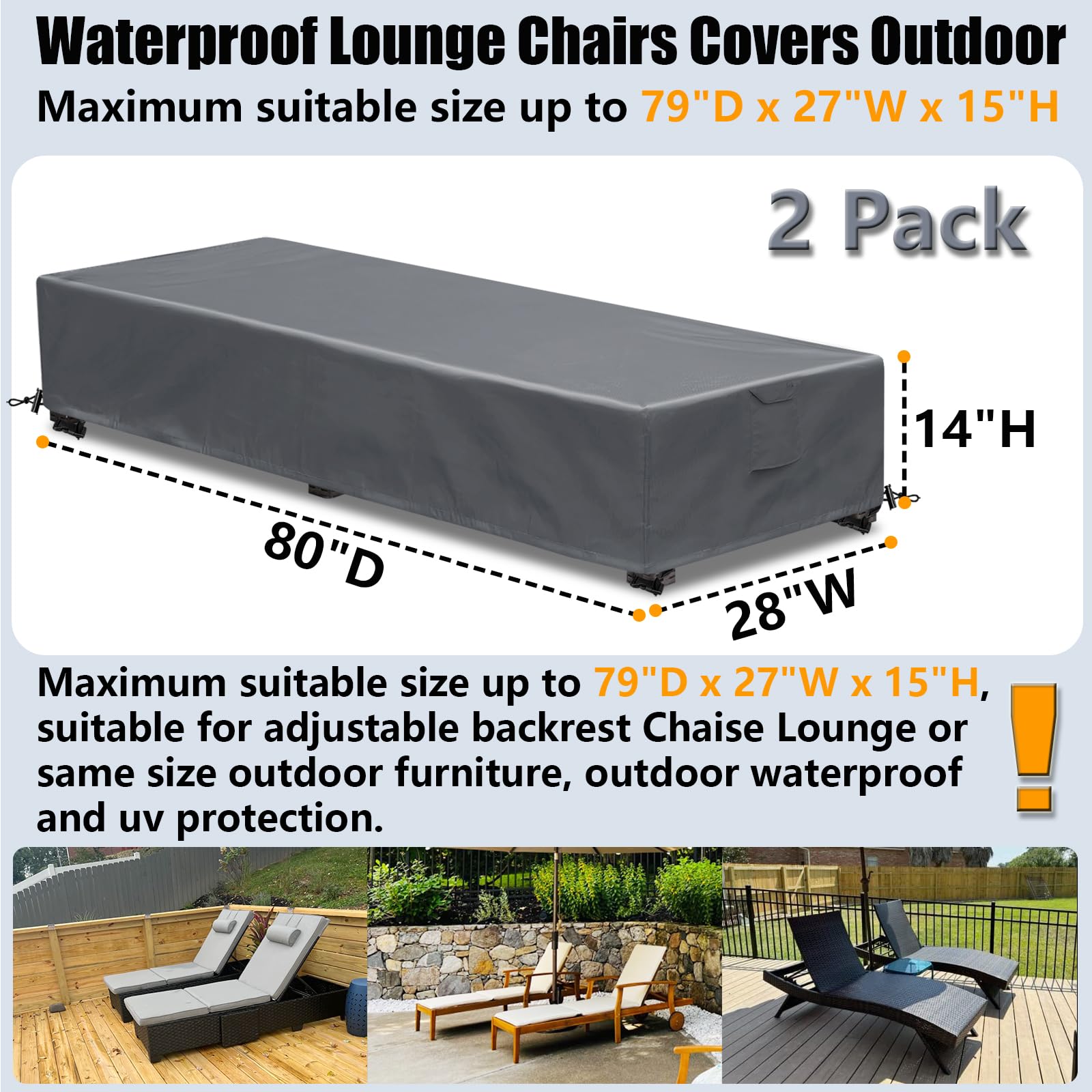 GoldenRaindrop waterproof lounge chair cover side view guards against weather and dust.