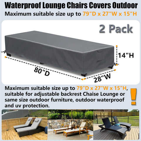 GoldenRaindrop waterproof lounge chair cover side view guards against weather and dust.