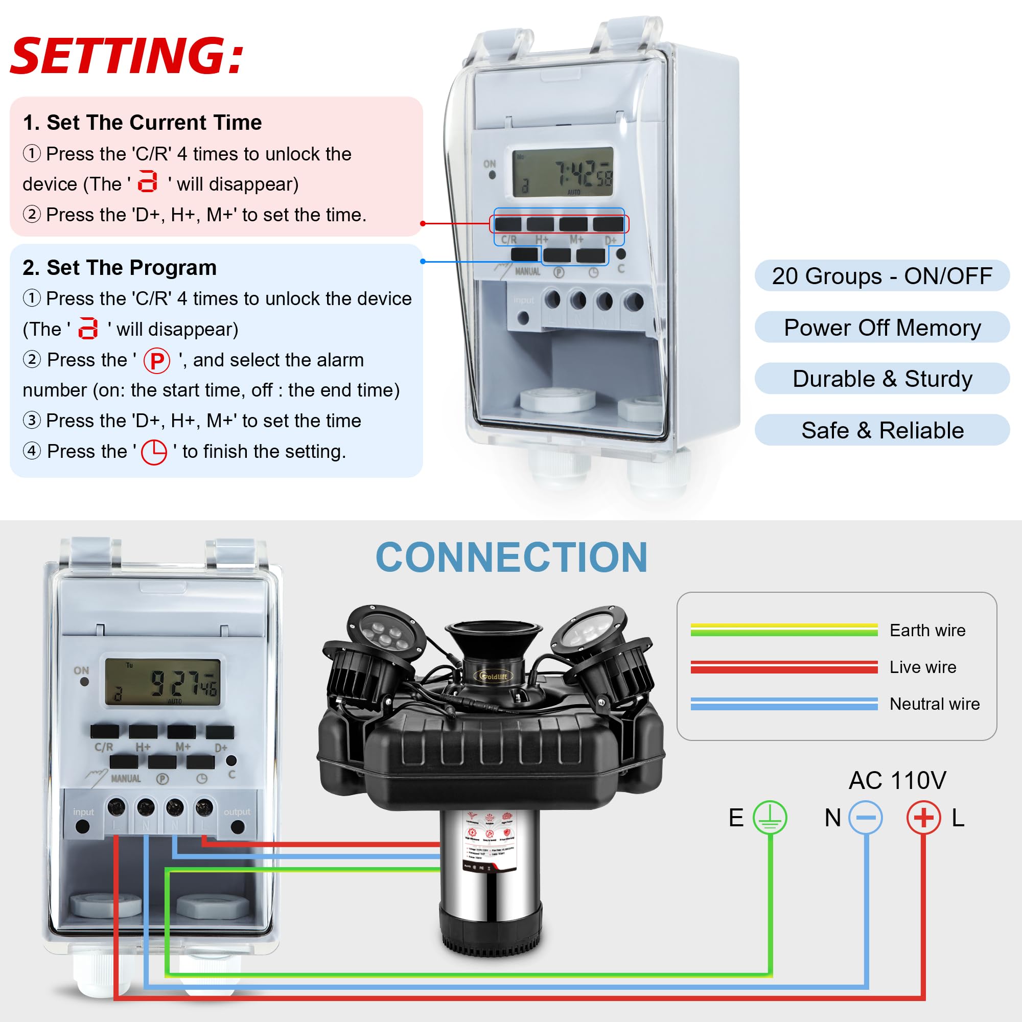 Goldlife F3 floating base remains stable for steady fountain operation.