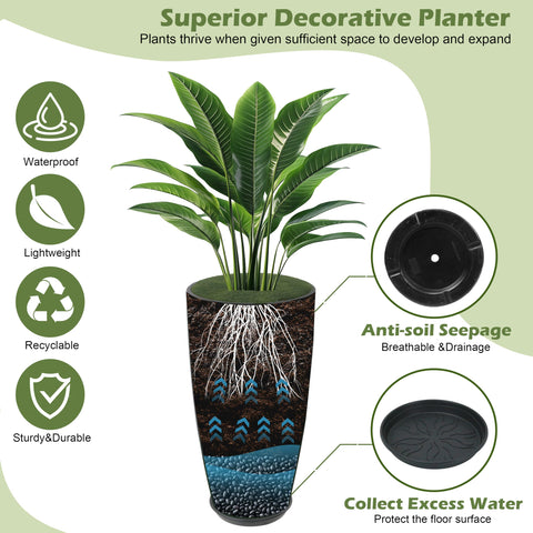 Goldshire blue planter close-up highlighting drainage hole for healthy watering.