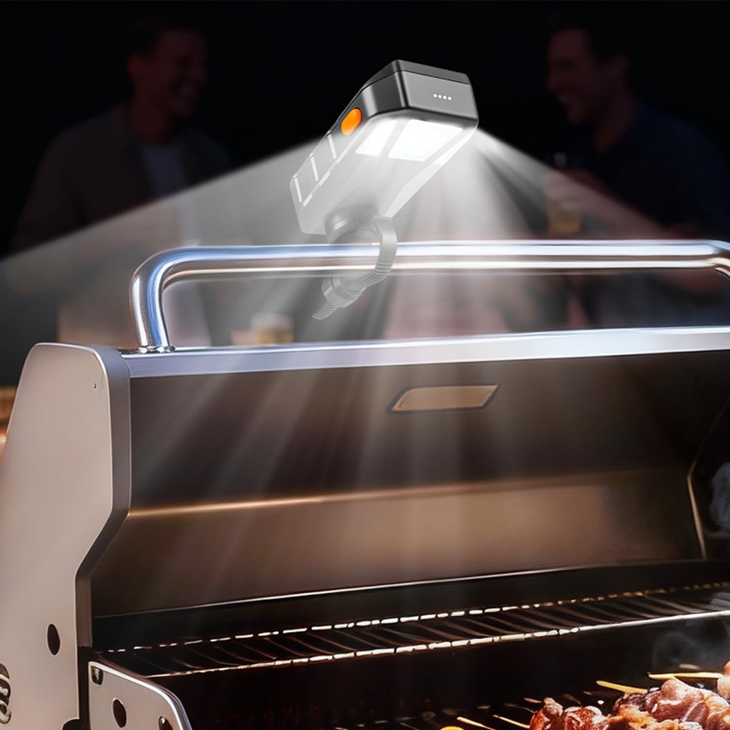 Goldusk grill light on a Blackstone griddle for clear nighttime cooking