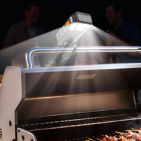 Goldusk grill light on a Blackstone griddle for clear nighttime cooking