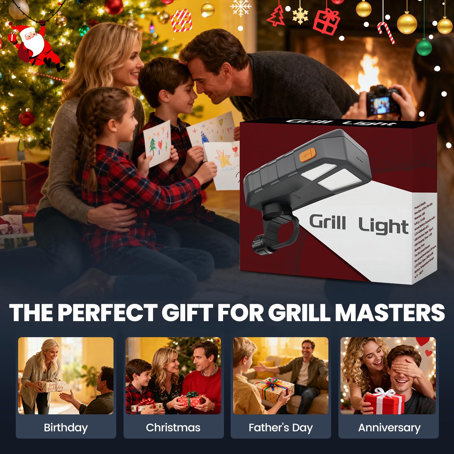 Gift-ready Goldusk grill light for dad, husband, or grill lover