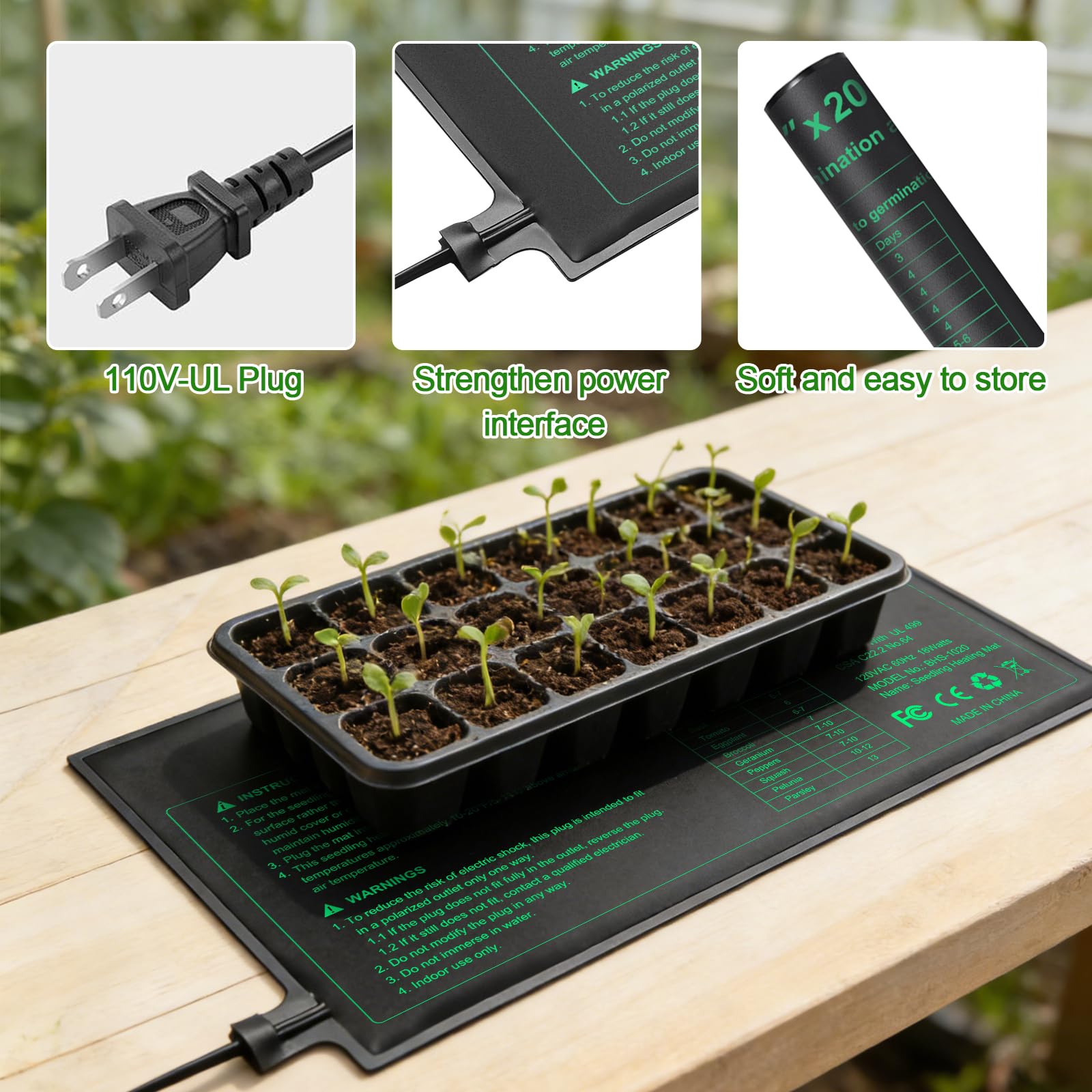 GOLOPET seedling heat mat suitable for indoors and greenhouse use.